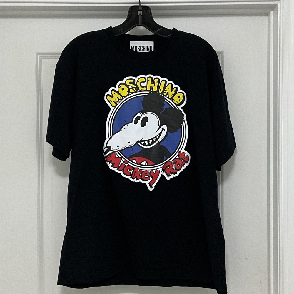 Moschino Black Tee with Cartoon Graphic